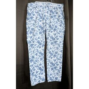 Vintage Ralph Lauren Jeans Co LRL Petite 6 Ankle Floral Jeans Blue White Zip Up